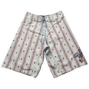 Reef Board Shorts Mens Large Blue Brown Floral Hawaiian Swim Trunks Surf Beach‎